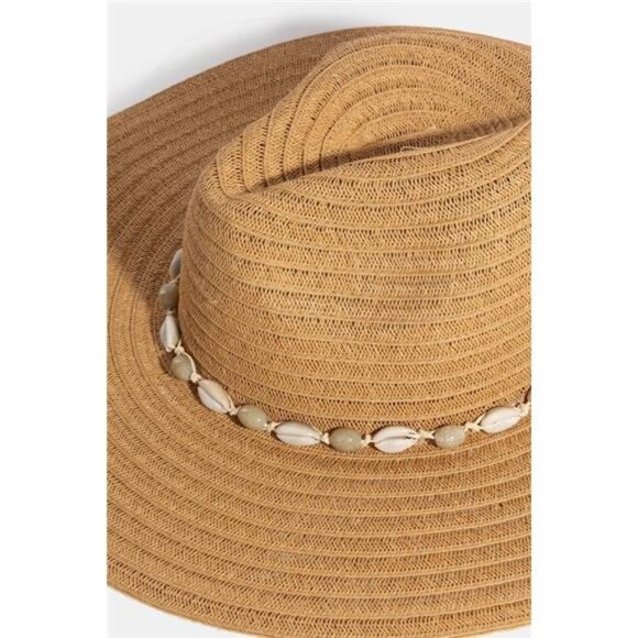Fame Shell Beaded Wide Brim Straw Hat - Picture 3 of 6